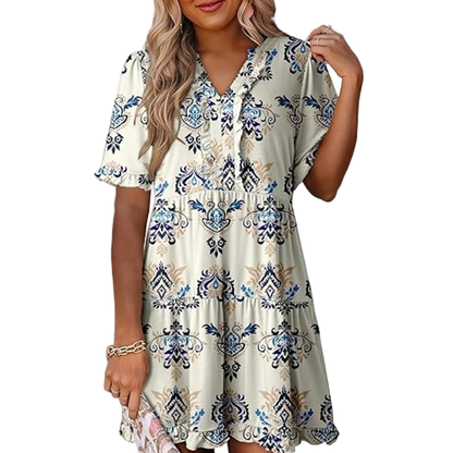 Women’s V-Neck Babydoll Mini Dress | Soft Flowy Summer Essential