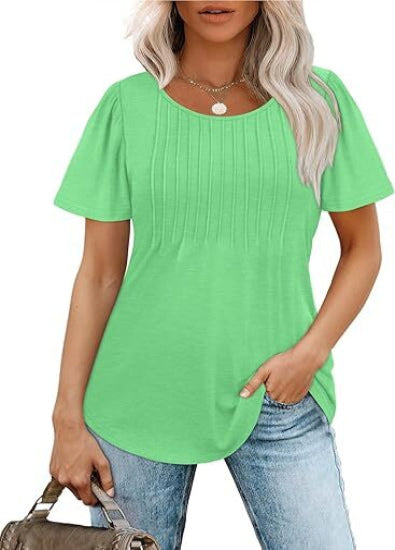 Summer Bestseller🌸 Women’s Short Sleeve Pleated Blouse — Casual Chic & Ultra Flattering 💖