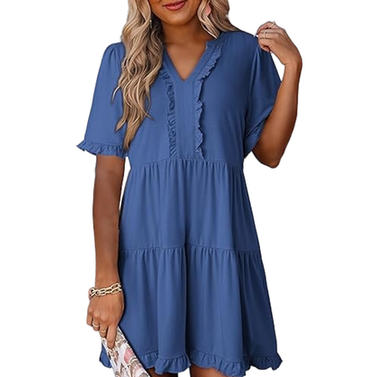 Women’s V-Neck Babydoll Mini Dress | Soft Flowy Summer Essential