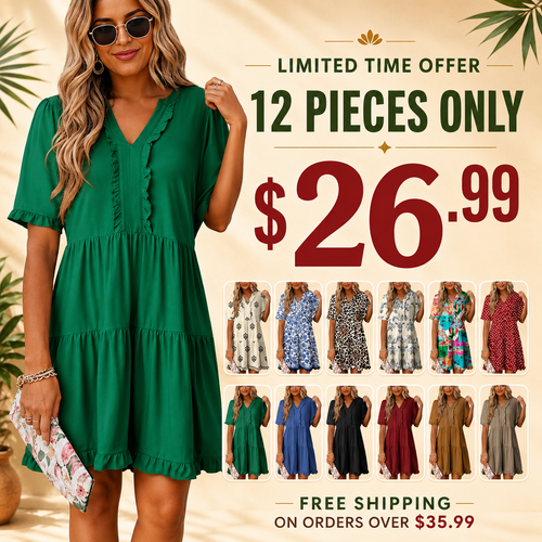 Women’s V-Neck Babydoll Mini Dress | Soft Flowy Summer Essential