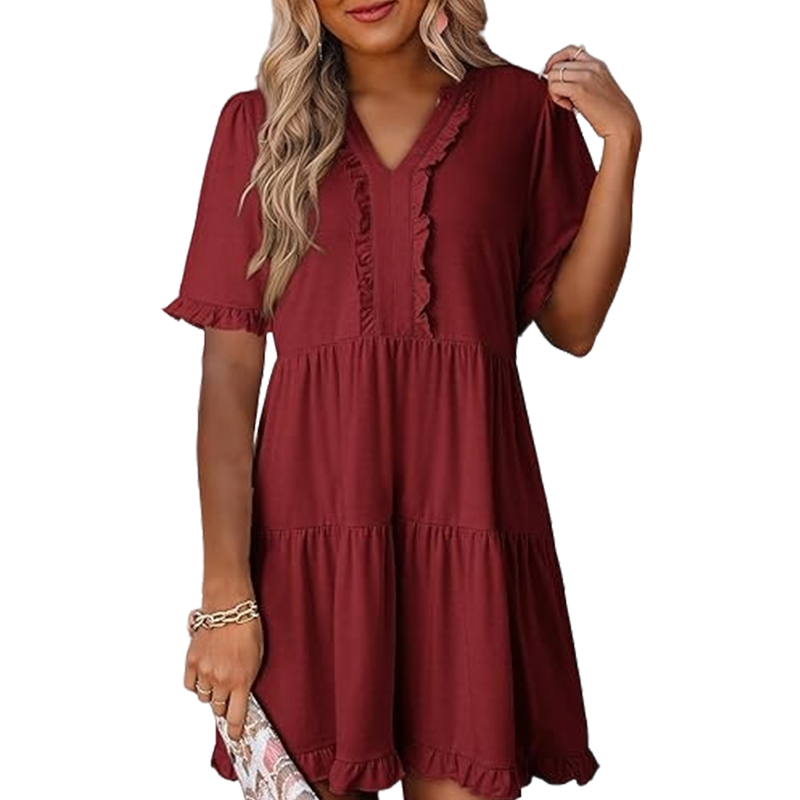 Women’s V-Neck Babydoll Mini Dress | Soft Flowy Summer Essential