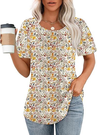 Summer Bestseller🌸 Women’s Short Sleeve Pleated Blouse — Casual Chic & Ultra Flattering 💖