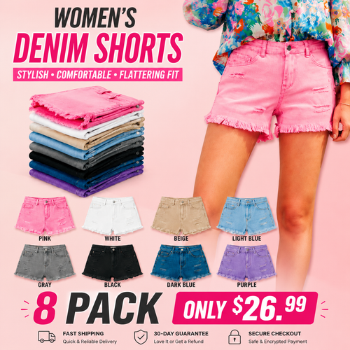 Women's Casual Mid Rise Denim Shorts