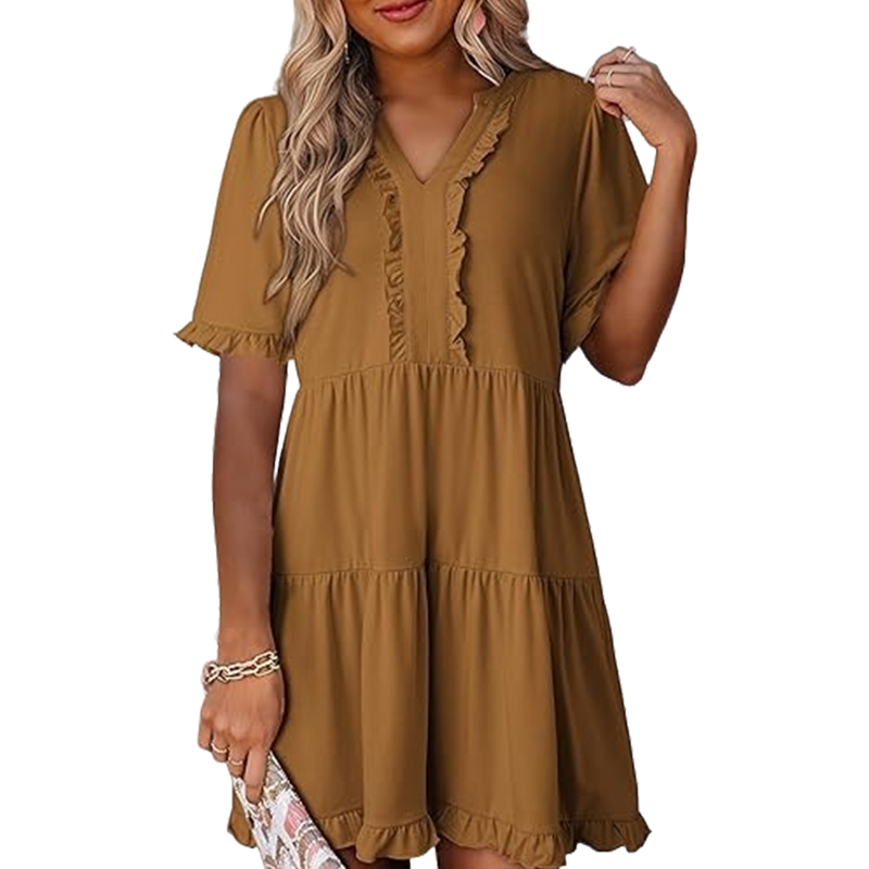 Women’s V-Neck Babydoll Mini Dress | Soft Flowy Summer Essential