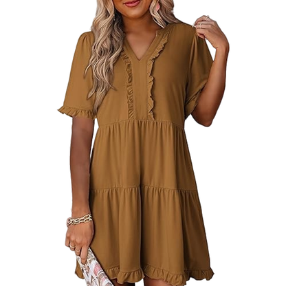 Women’s V-Neck Babydoll Mini Dress | Soft Flowy Summer Essential