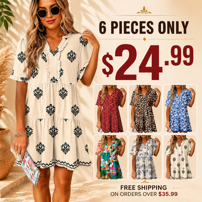 Women’s V-Neck Babydoll Mini Dress | Soft Flowy Summer Essential