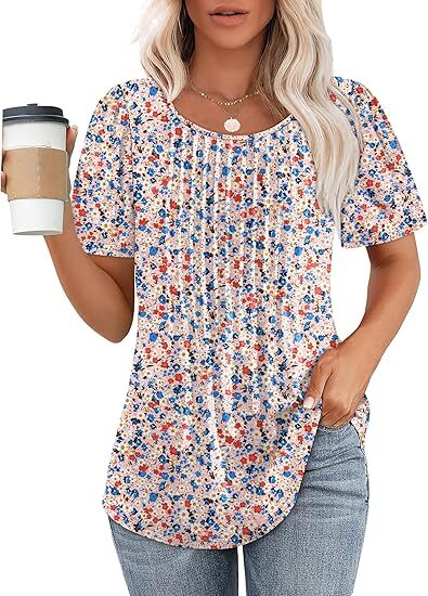 Summer Bestseller🌸 Women’s Short Sleeve Pleated Blouse — Casual Chic & Ultra Flattering 💖