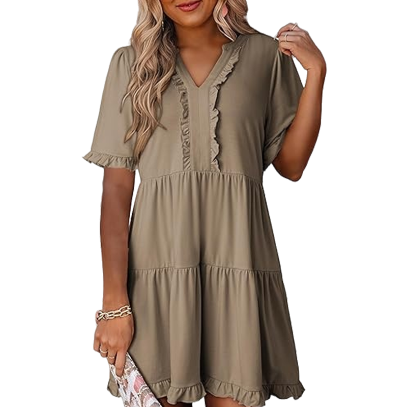 Women’s V-Neck Babydoll Mini Dress | Soft Flowy Summer Essential