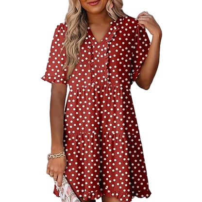 Women’s V-Neck Babydoll Mini Dress | Soft Flowy Summer Essential