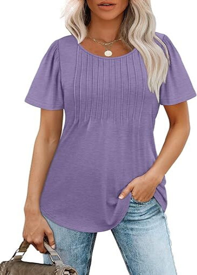 Summer Bestseller🌸 Women’s Short Sleeve Pleated Blouse — Casual Chic & Ultra Flattering 💖