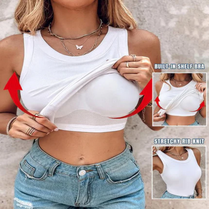 🔥 Summer Best Seller 2026 🌞 Built-In Bra Ribbed Tank Top – Lift, Shape & Support 💖 No Bra Needed!