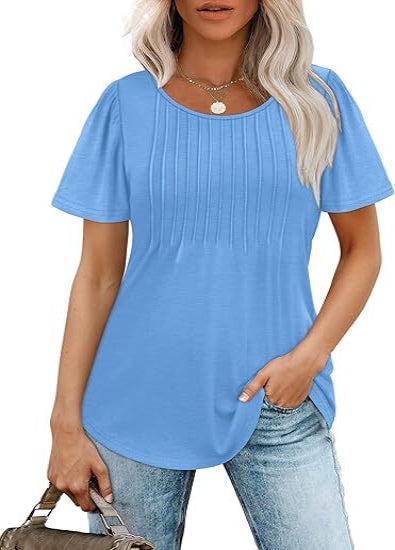 Summer Bestseller🌸 Women’s Short Sleeve Pleated Blouse — Casual Chic & Ultra Flattering 💖