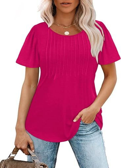 Summer Bestseller🌸 Women’s Short Sleeve Pleated Blouse — Casual Chic & Ultra Flattering 💖