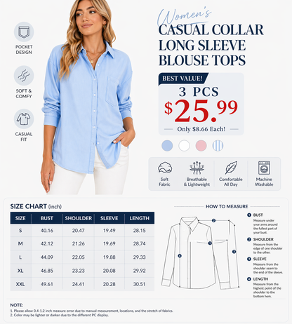 🔥Last day promotion🔥Women's pleated cuffs striped shirt with pockets and casual collar