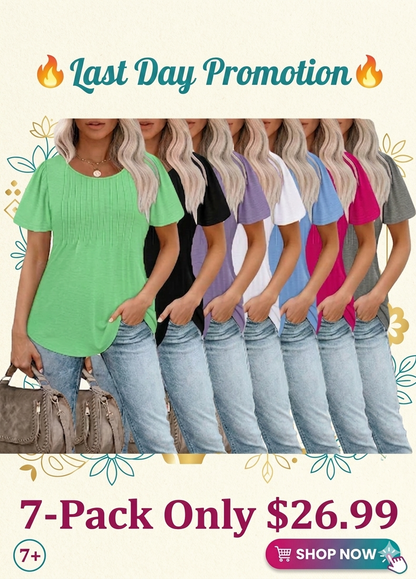 Summer Bestseller🌸 Women’s Short Sleeve Pleated Blouse — Casual Chic & Ultra Flattering 💖