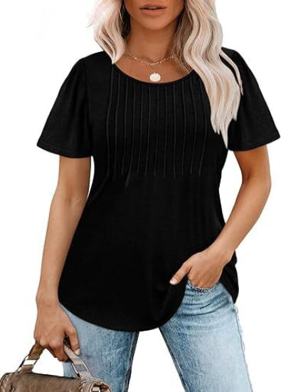 Summer Bestseller🌸 Women’s Short Sleeve Pleated Blouse — Casual Chic & Ultra Flattering 💖