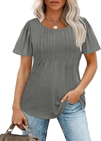 Summer Bestseller🌸 Women’s Short Sleeve Pleated Blouse — Casual Chic & Ultra Flattering 💖