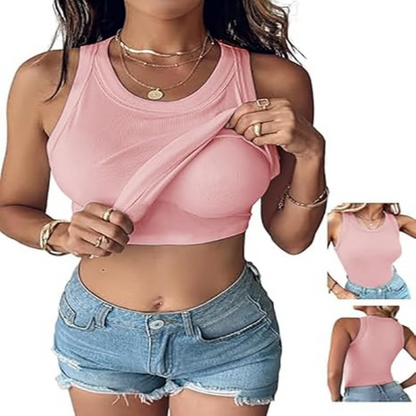 🔥 Summer Best Seller 2026 🌞 Built-In Bra Ribbed Tank Top – Lift, Shape & Support 💖 No Bra Needed!