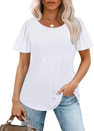 Summer Bestseller🌸 Women’s Short Sleeve Pleated Blouse — Casual Chic & Ultra Flattering 💖